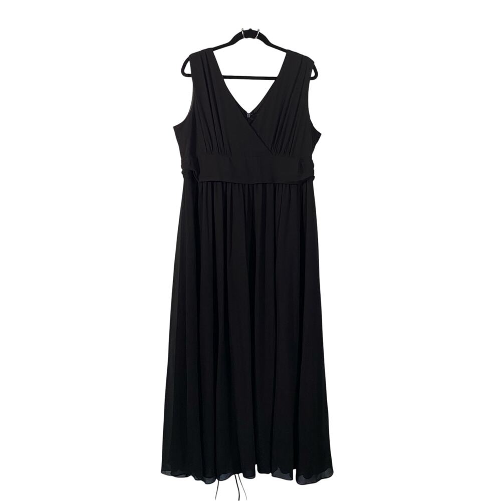 Lulu's Black V-neck Surplice Sleeveless Chiffon Maxi Dress 3X Bridesmaid Wedding - Picture 2 of 9